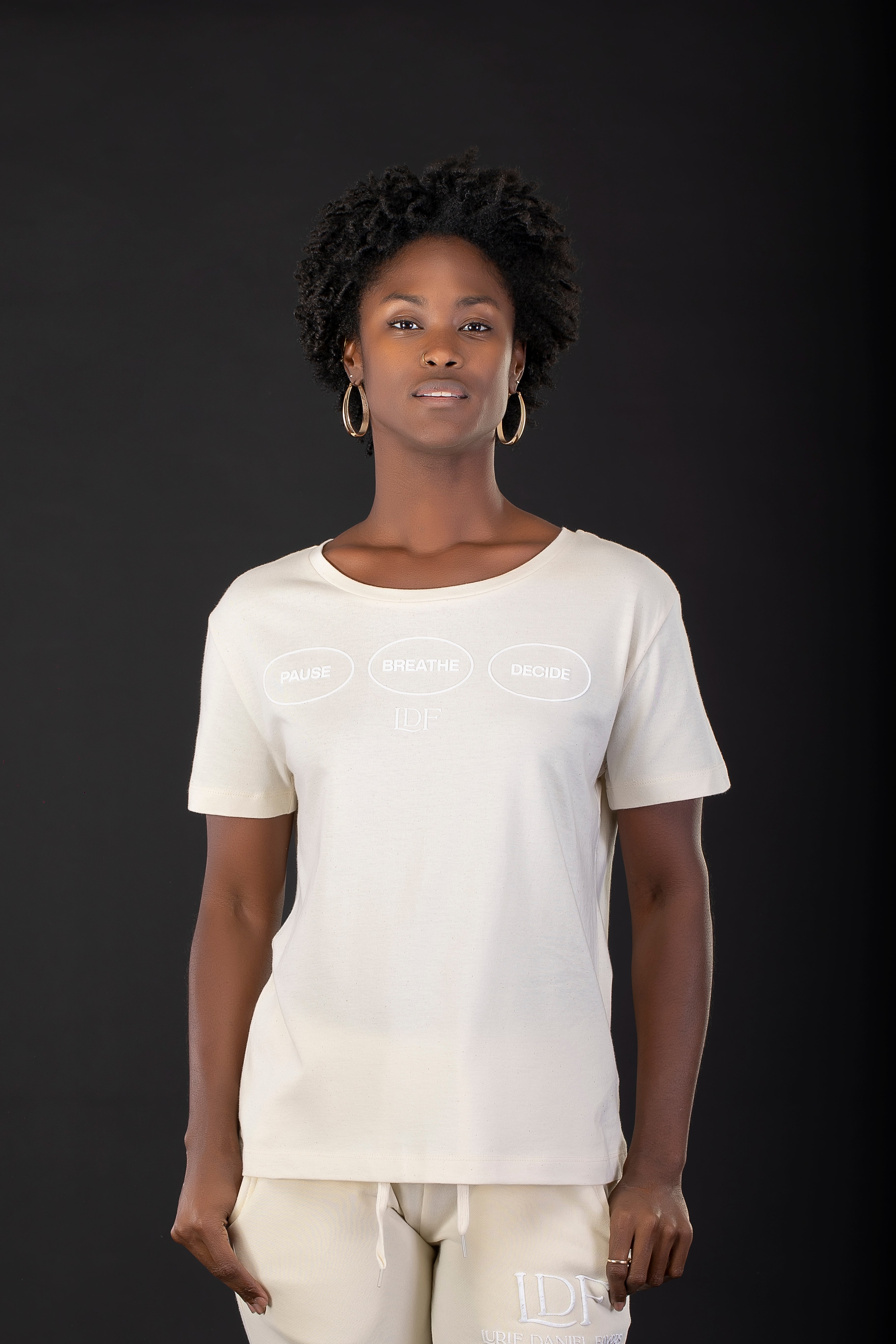Women's Natural Scoop Neck Tee – Pause. Breathe. Decide.