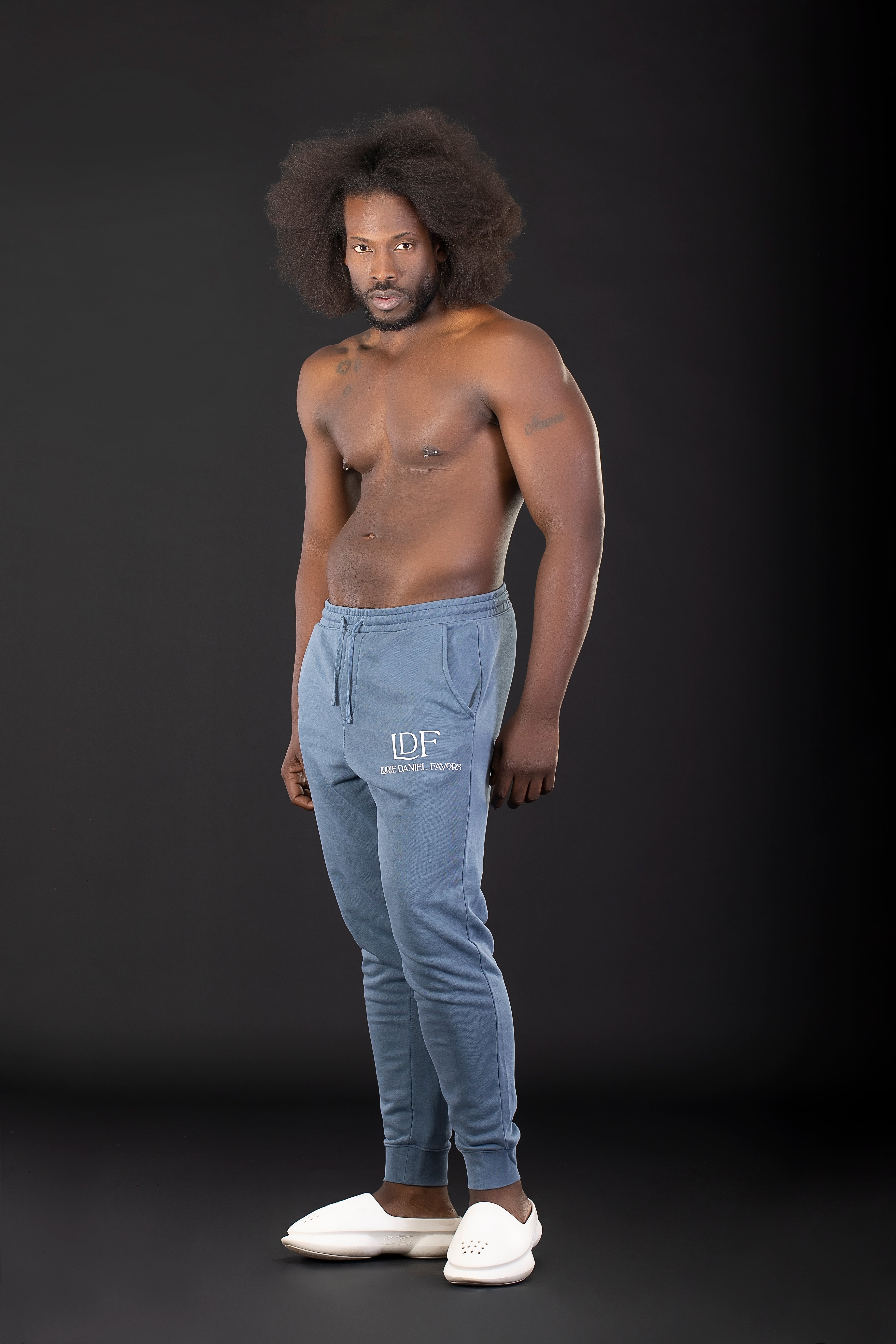 Unisex Blue Pigment-Dyed Jogger – Pause. Breathe. Decide.