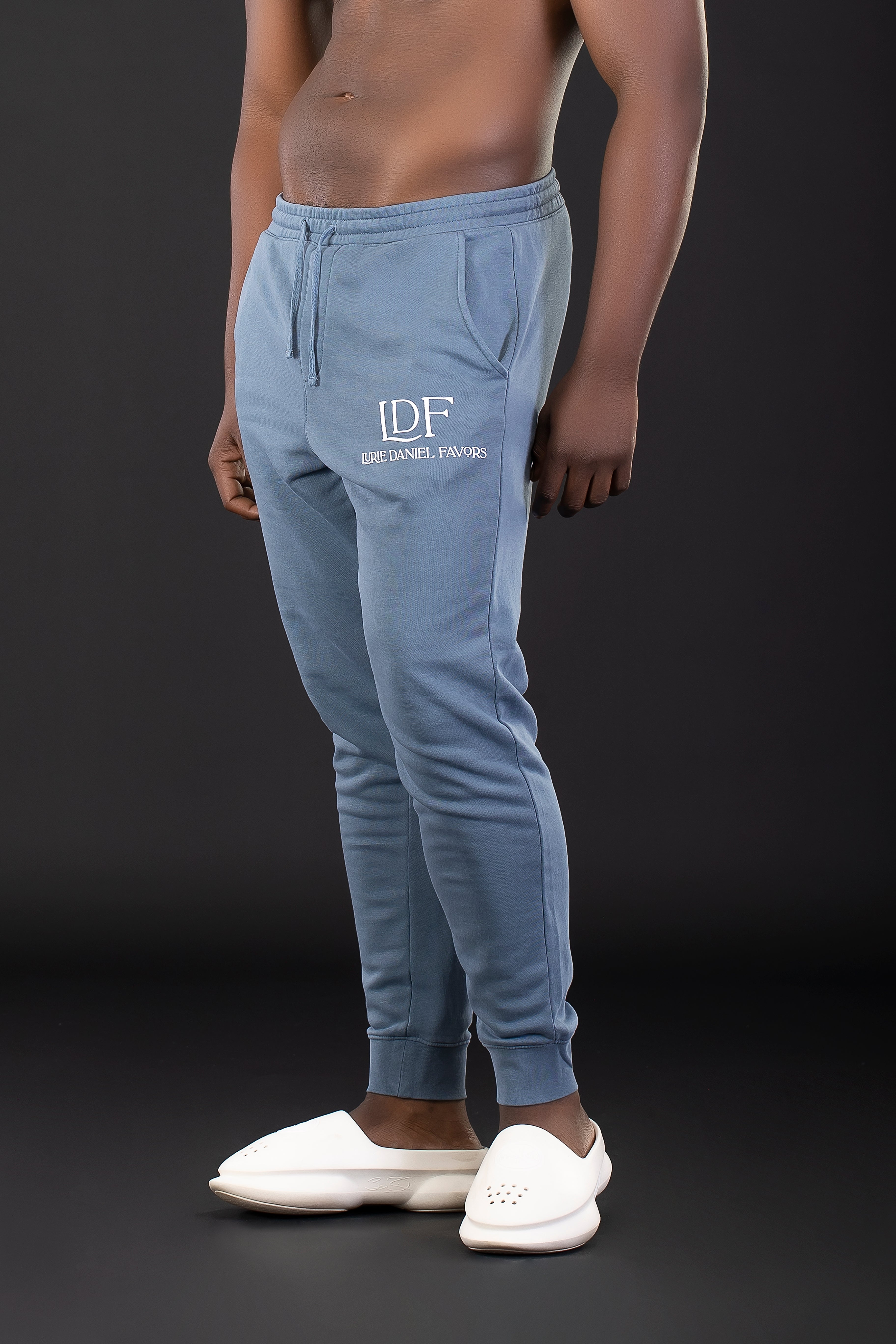 Unisex Blue Pigment-Dyed Jogger – Pause. Breathe. Decide.